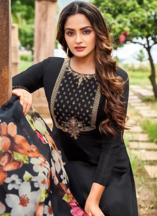 Black Thread Chanderi Cotton Trendy Salwar Suit