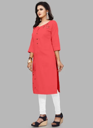Blended Cotton Embroidered Party Wear Kurti