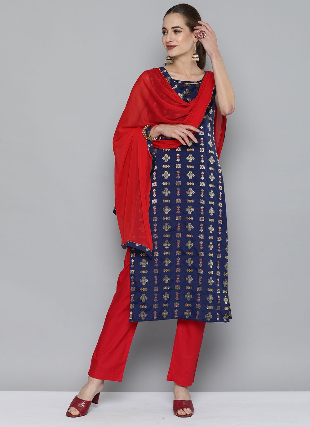 Blue and Red Fancy Pant Style Suit