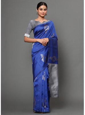 Blue Banarasi Silk Weaving Traditional Saree