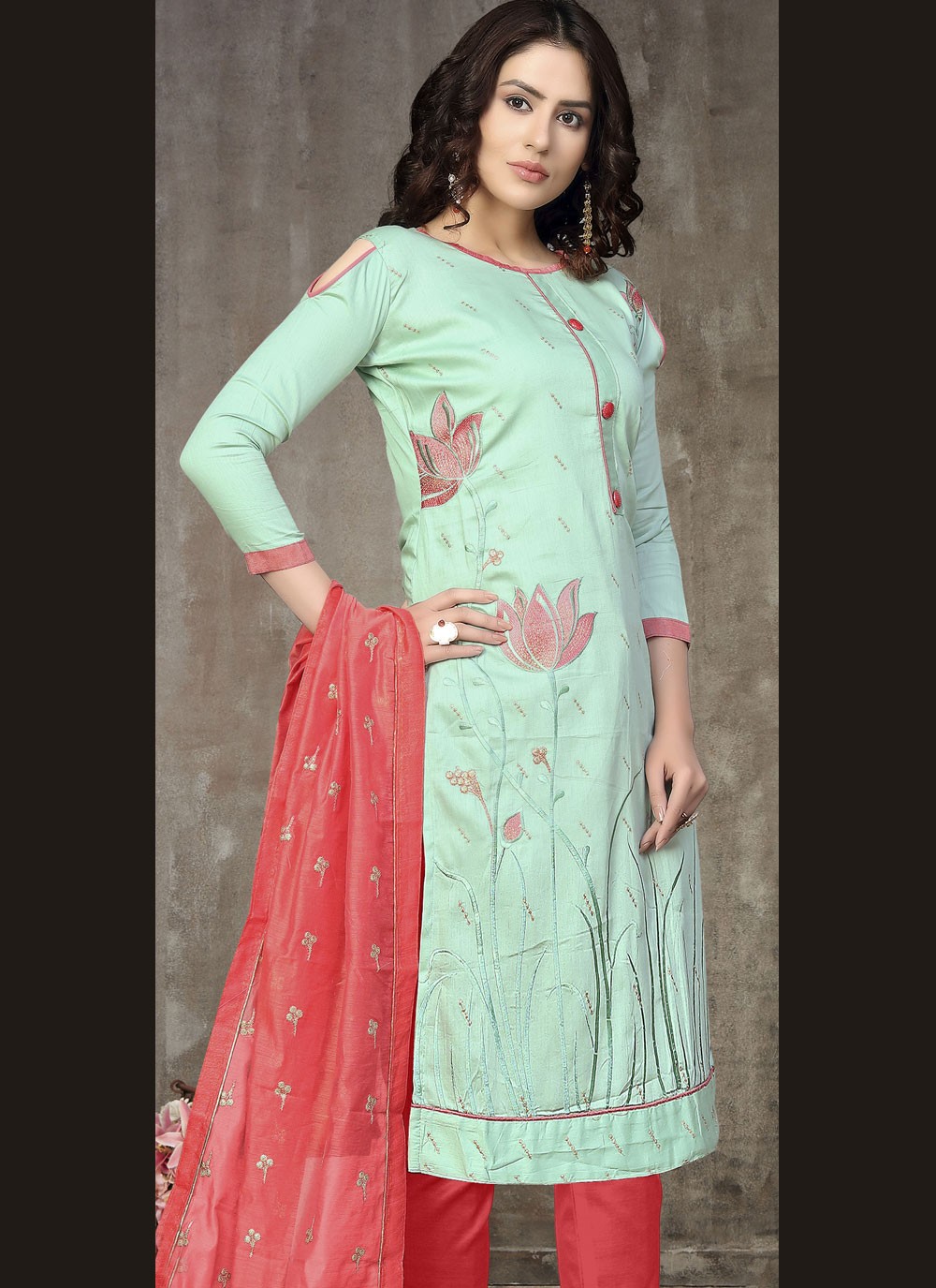 blue color churidar materials