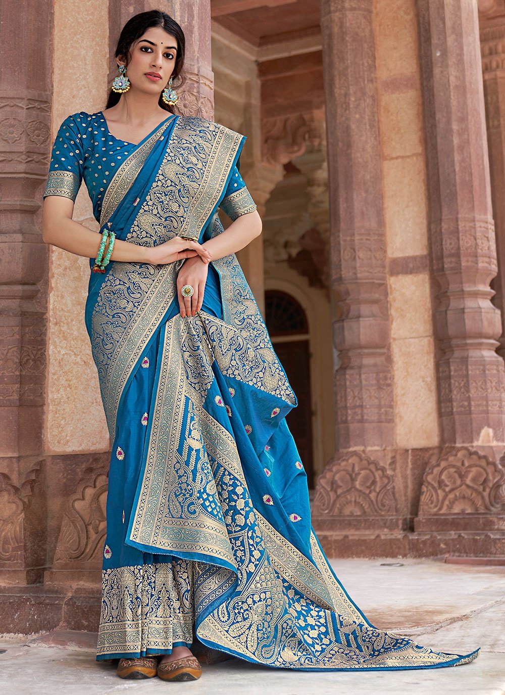 new design saree blue colour