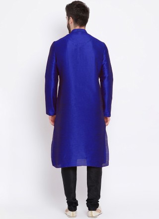 Blue Embroidered Mehndi Kurta Pyjama