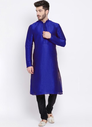 Blue Embroidered Mehndi Kurta Pyjama