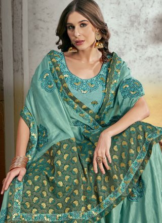 Blue Embroidered Silk Trendy Saree