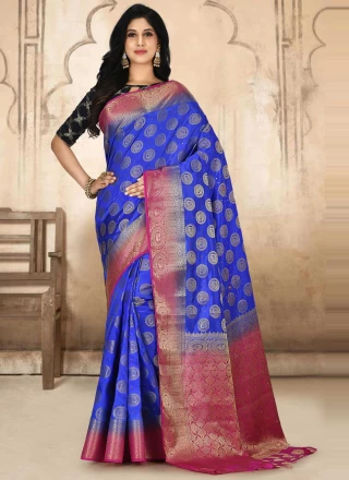 Blue Kanjivaram Silk Designer Traditional Saree