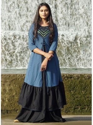 Blue Sequins Designer Gown