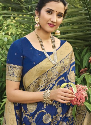 Blue Weaving Festival Traditional Designer Saree