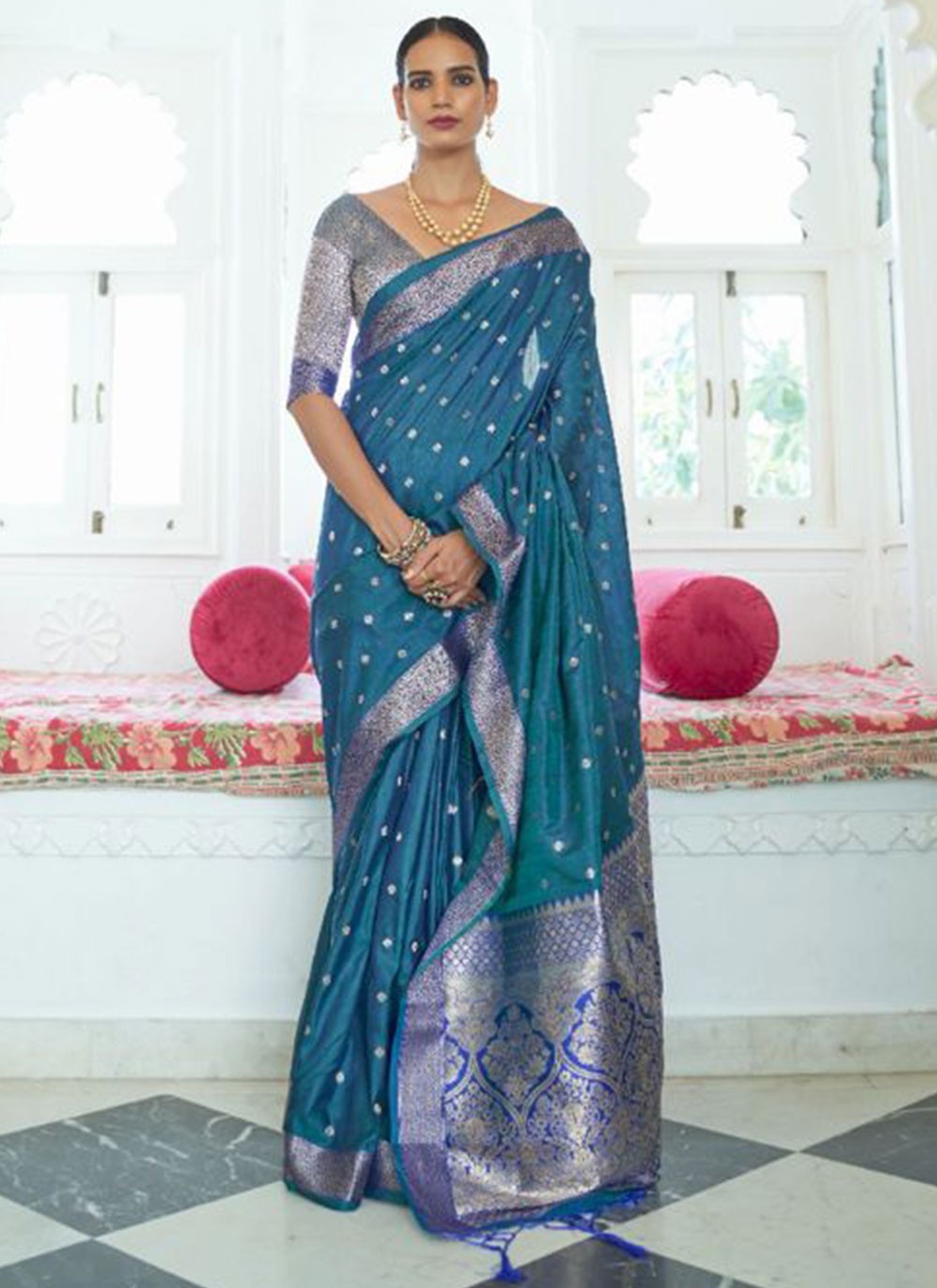 Blue Weaving Traditional Saree