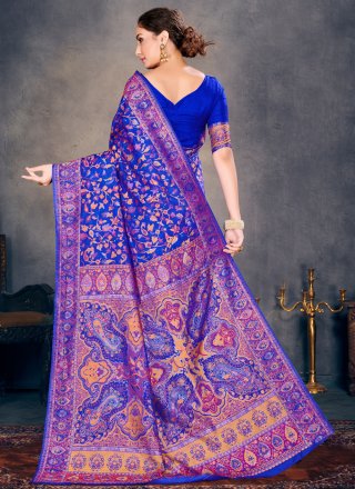 Blue Woven Designer Traditional Saree