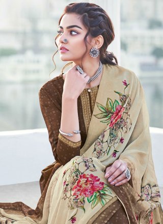 Brown Embroidered Festival Palazzo Designer Suit