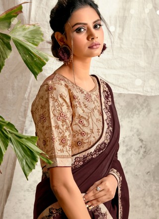 Brown Engagement Traditional Designer Saree