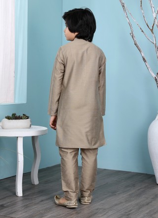 Brown Handloom silk Engagement Kurta Pyjama