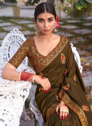 Brown Party Traditional Saree