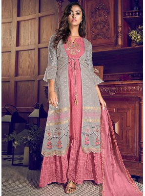 Chanderi Silk Pink Designer Suit