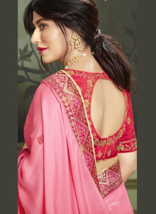 Chitrangada Singh Patch Border Pink Fancy Fabric Classic Designer Saree