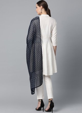 Cotton Designer Salwar Kameez in Off White