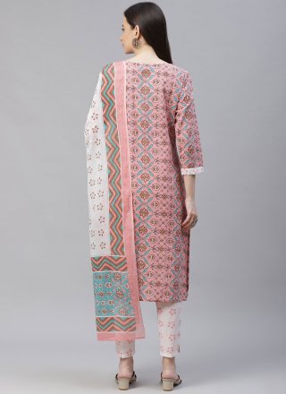 Cotton Designer Suit in Pink