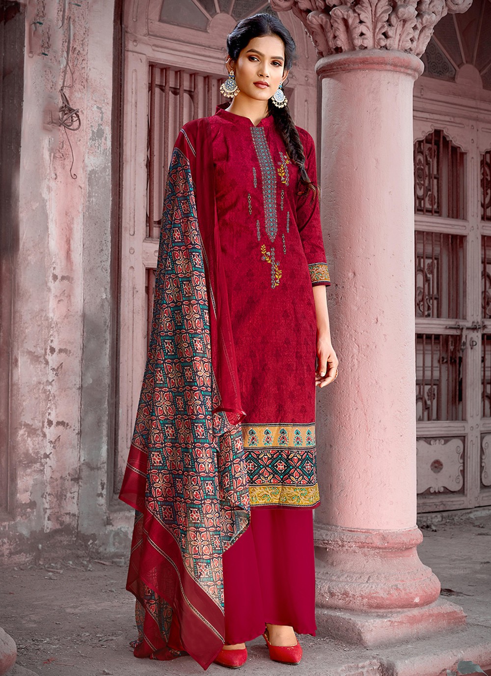 Cotton Embroidery Salwar Suits & Dress Materials