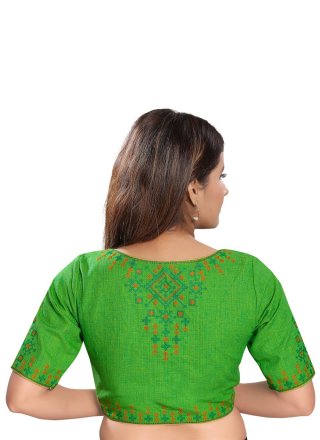 Cotton Embroidered Green Designer Blouse