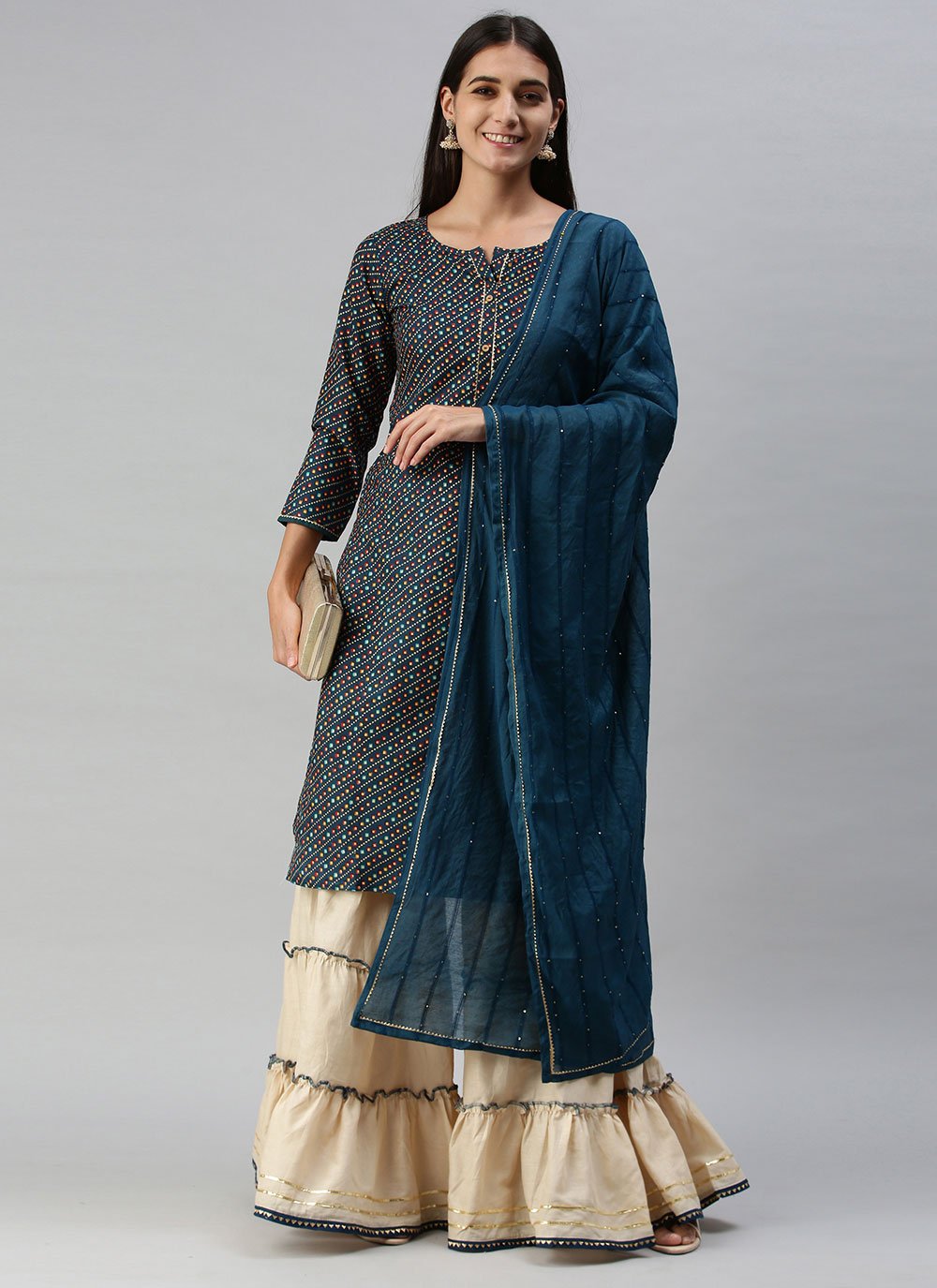 Cotton Fancy Designer Pakistani Suit in Blue