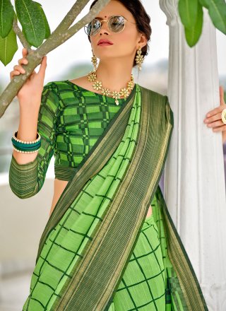 Cotton Green Printed Saree