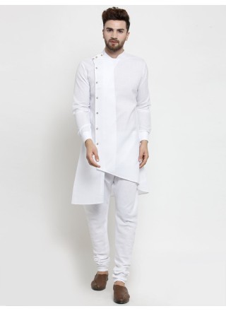 Cotton Plain White Kurta Pyjama