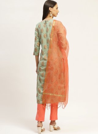 Cotton Print Green Readymade Suit