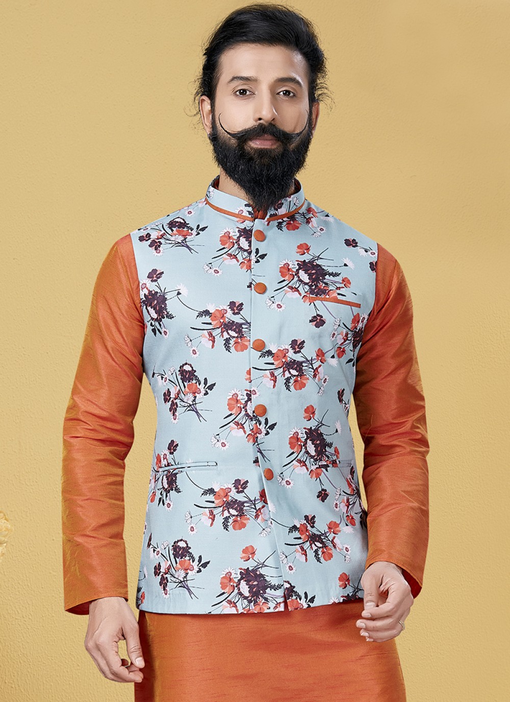 Nehru printed sale jacket