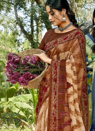 Cotton Printed Saree in Multi Colour