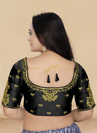 Cotton Silk Embroidered Black Designer Blouse