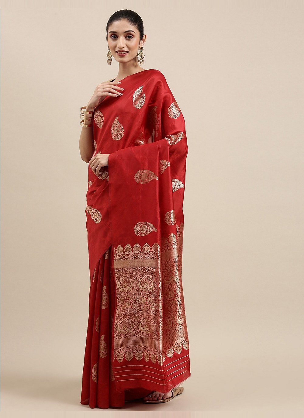 Cotton Silk Maroon Jacquard Work Traditional Saree