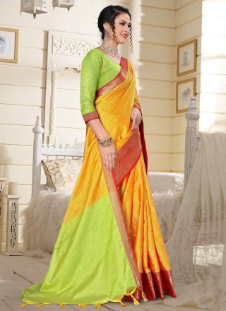 Cotton Silk Woven Designer Traditional Saree in Yellow