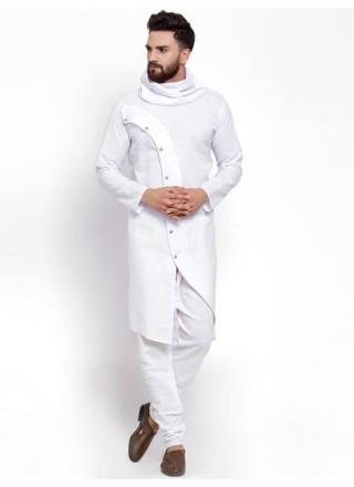 Cotton White Plain Kurta Pyjama