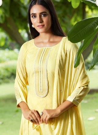 Cotton Yellow Designer Pakistani Suit