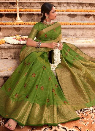 Designer Traditional Saree Woven Silk in Green