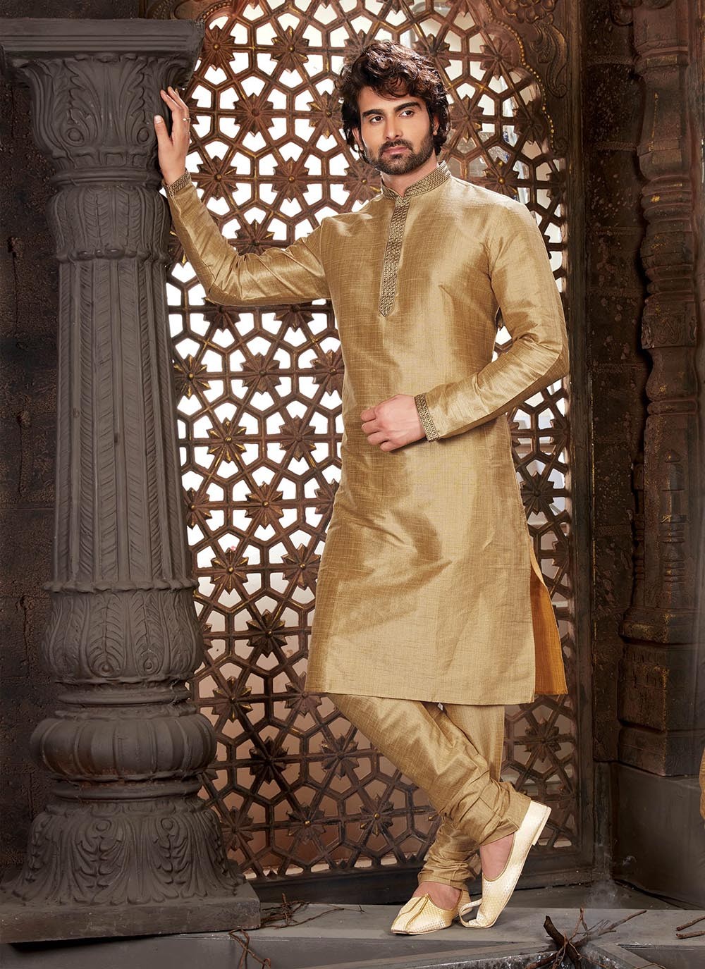 Beige color kurta online pajama