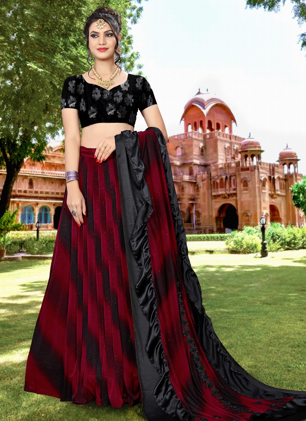 Black pink bridal lehenga | Navratri dress, Designer lehenga choli, Indian  fashion dresses