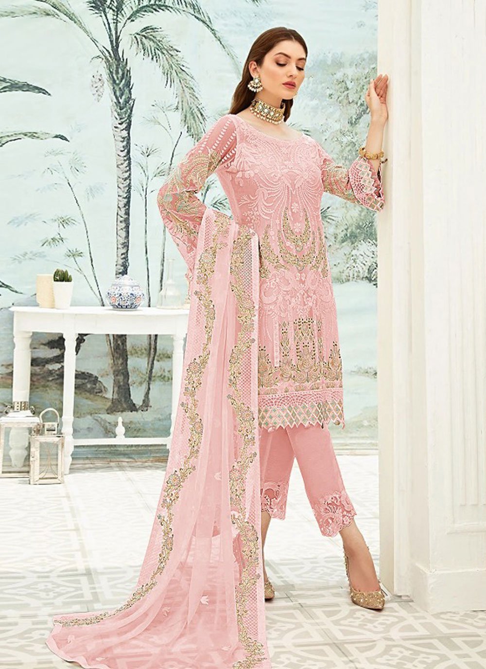 embroidered trouser suit