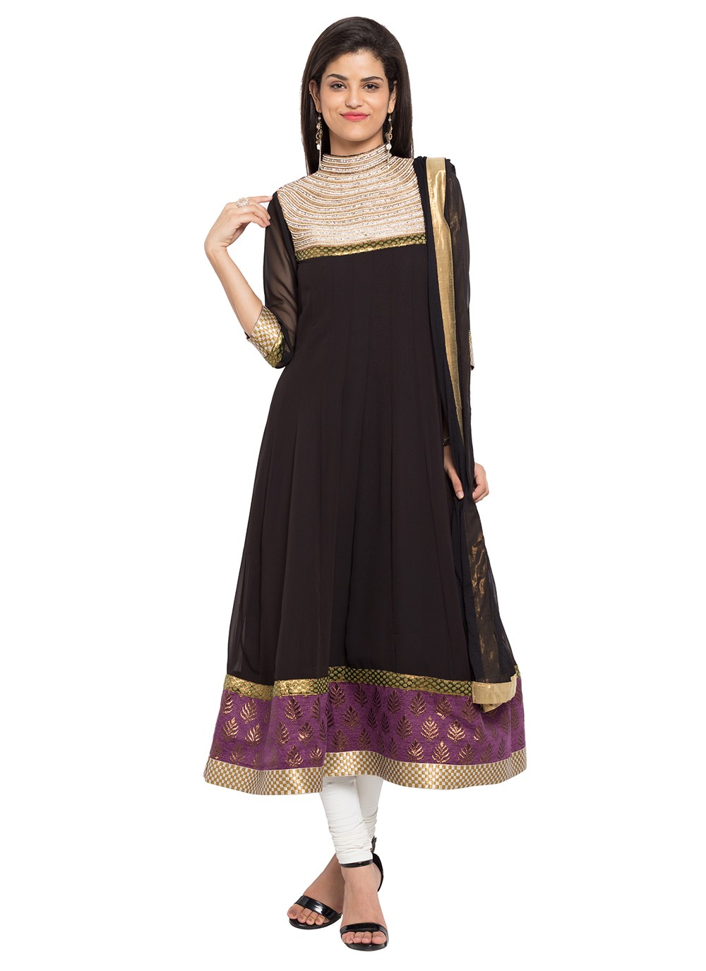 Embroidered Faux Georgette Readymade Anarkali Salwar Suit