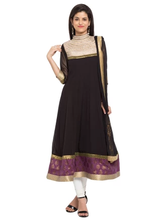 Embroidered Faux Georgette Readymade Anarkali Salwar Suit