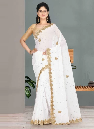Embroidered Faux Georgette Traditional Saree
