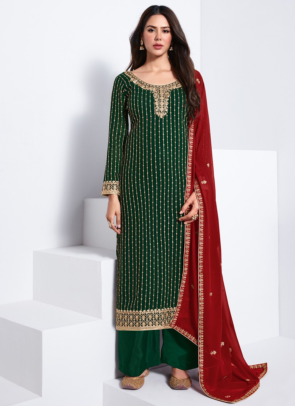 Embroidered Festival Designer Palazzo Suit