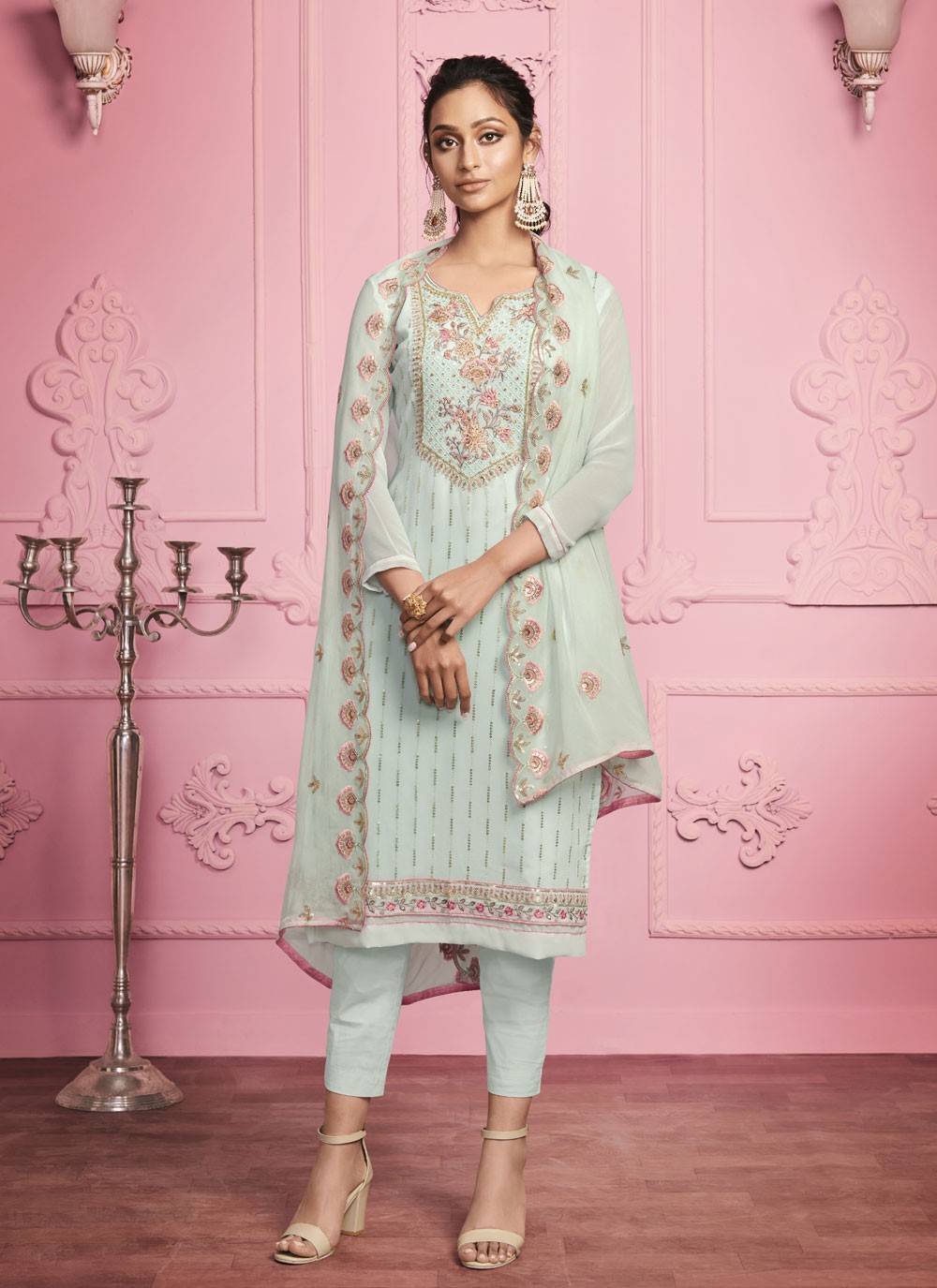 Embroidered Festival Pant Style Suit