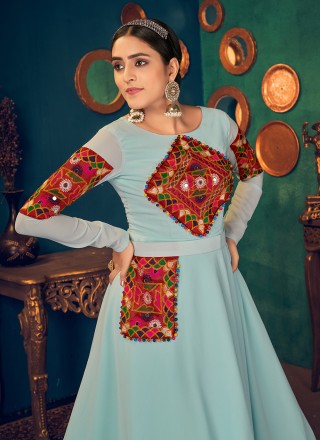 Embroidered Georgette Floor Length Gown