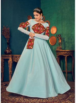 Embroidered Georgette Floor Length Gown