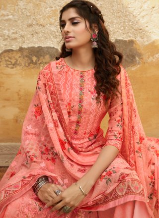 Embroidered Georgette Pink Designer Salwar Kameez