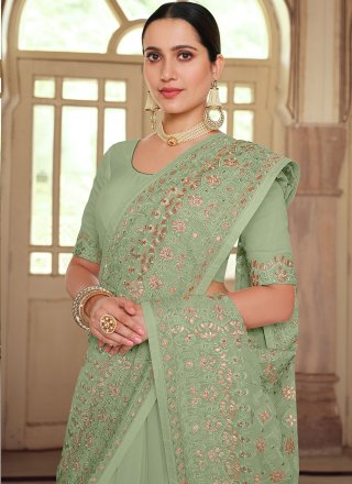 Embroidered Green Contemporary Saree