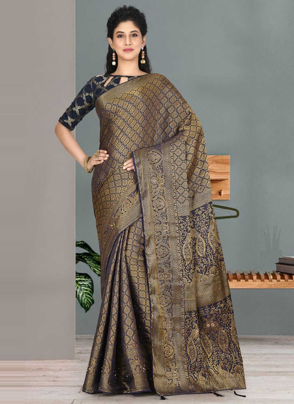 Baby Blue Kanjivaram Saree – garment villa