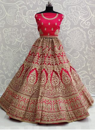Embroidered Net Designer Lehenga Choli in Pink